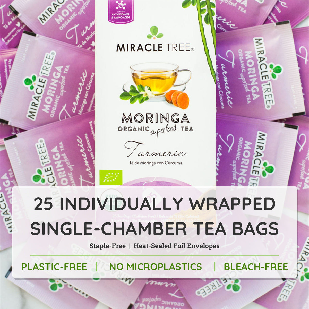 Organic Moringa Tea - Turmeric - Caffeine-Free Herbal Tea