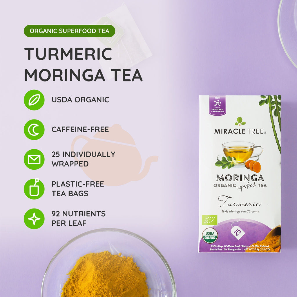 Organic Moringa Tea - Turmeric - Caffeine-Free Herbal Tea